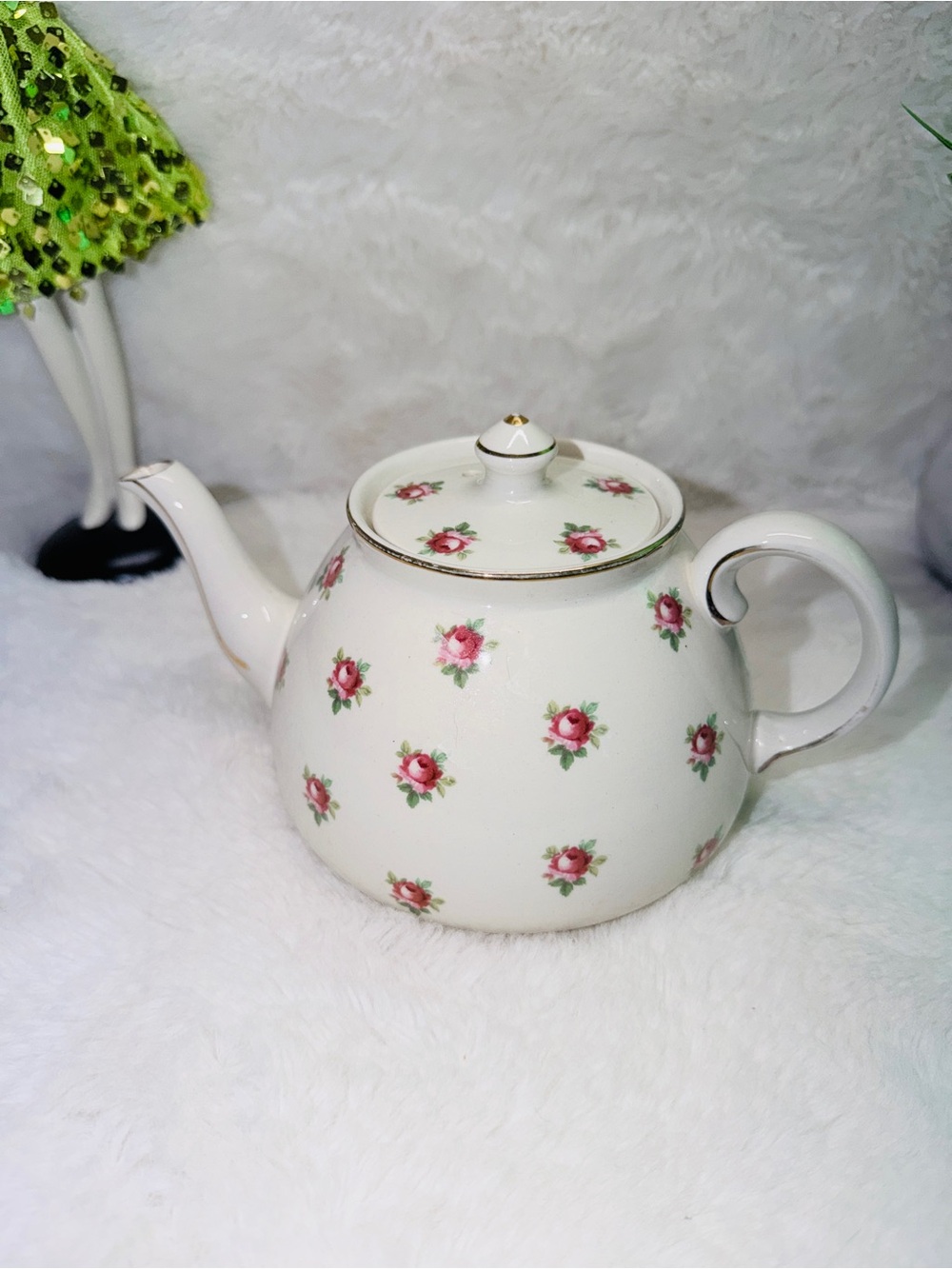 Vintage Gibsons Floral Teapot - Pink Rose Pattern Made In Burslem England 🌹